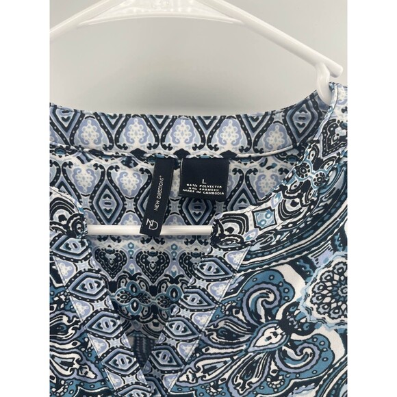 INC International Concepts Blue Paisley V-Neck 3/4 Sleeve Shift Dress - Picture 2 of 4